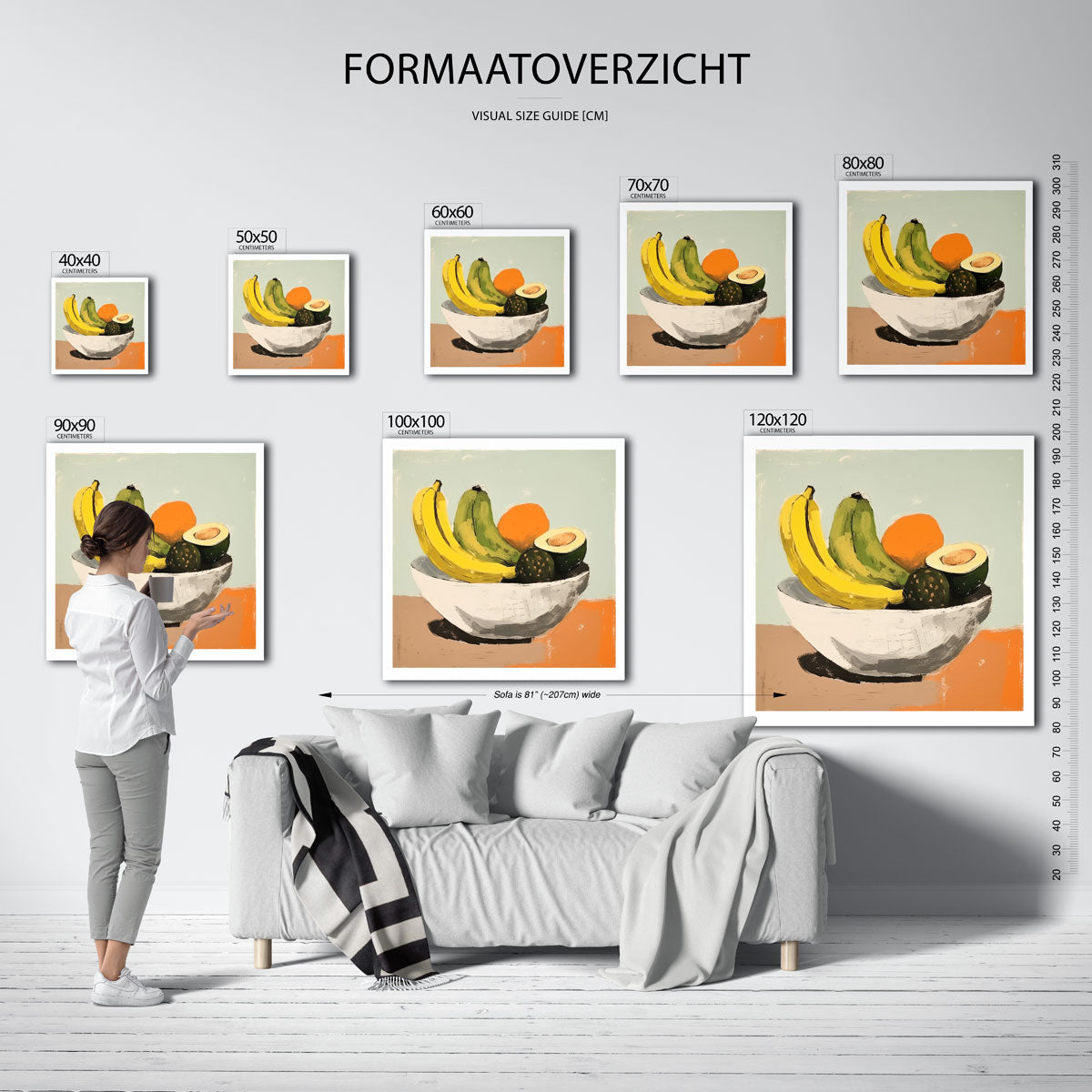 Fruit in schaal – vierkante muurposter voor keuken of eethoek