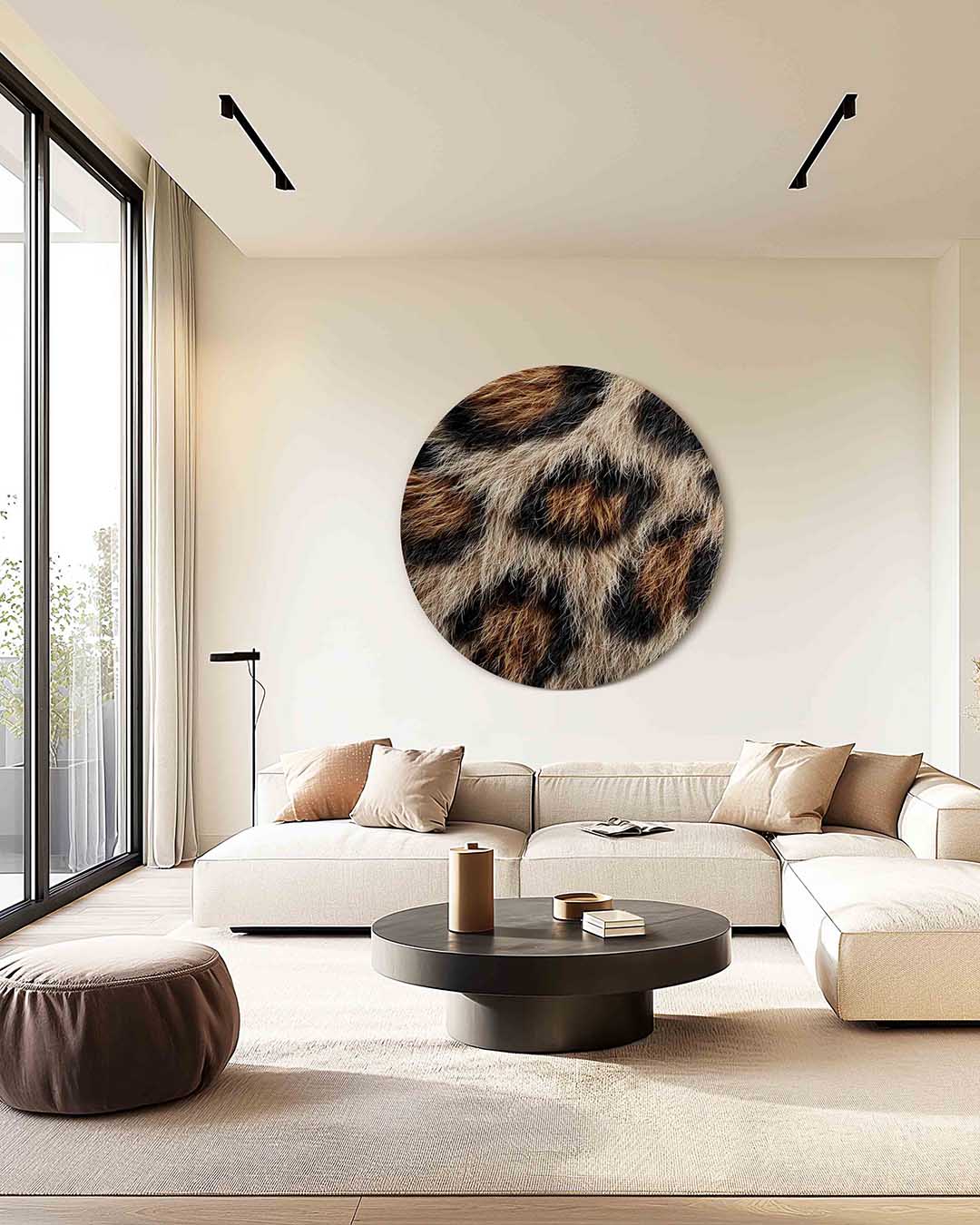 Luipaardprint – safari muurcirkel als ronde wanddecoratie