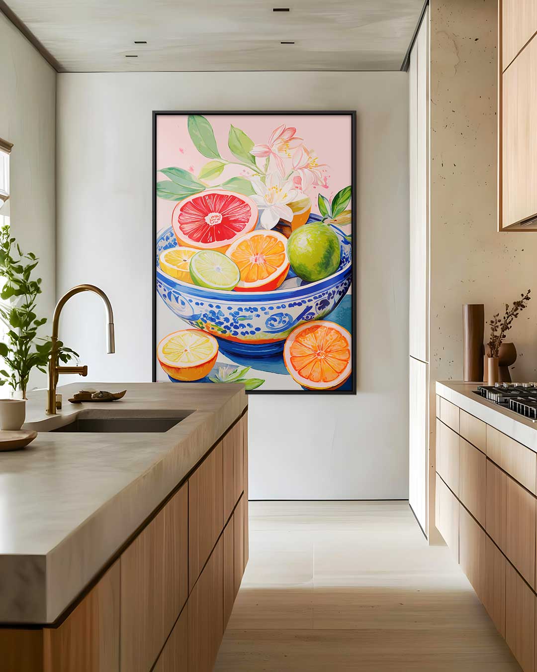 Kleurrijke Fruitige Schaal – staand kunstwerk voor modern interieur