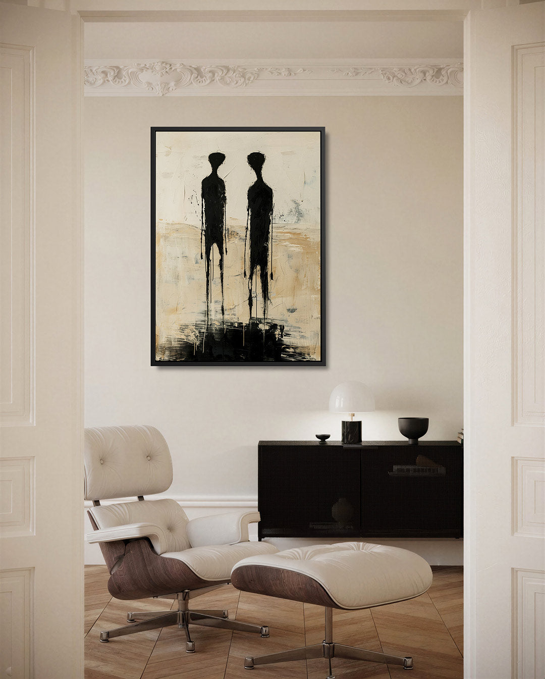 Twee silhouetten – moderne staande wandkunst