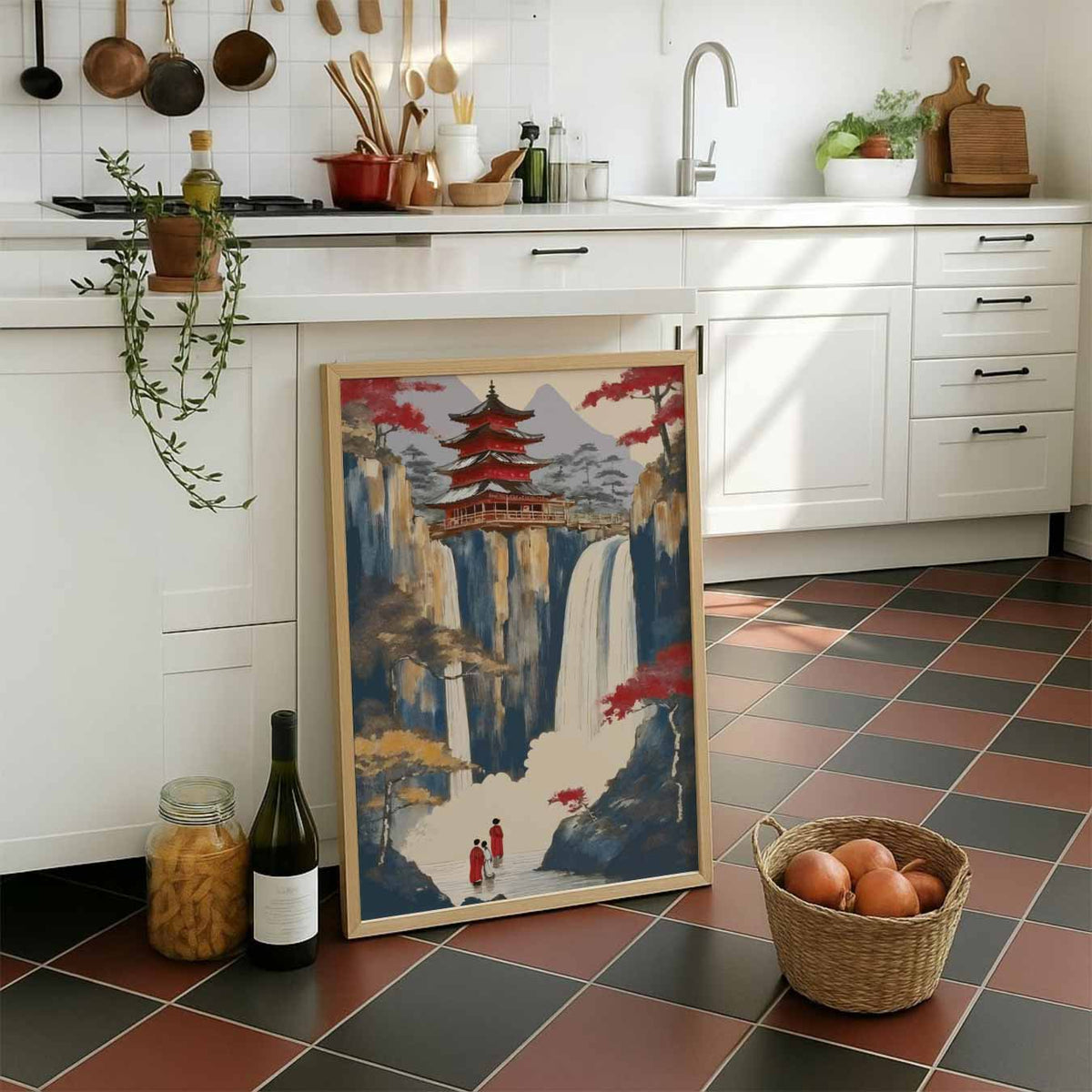 Mystieke Oosterse Waterval – staande muurposter met zomerse uitstraling