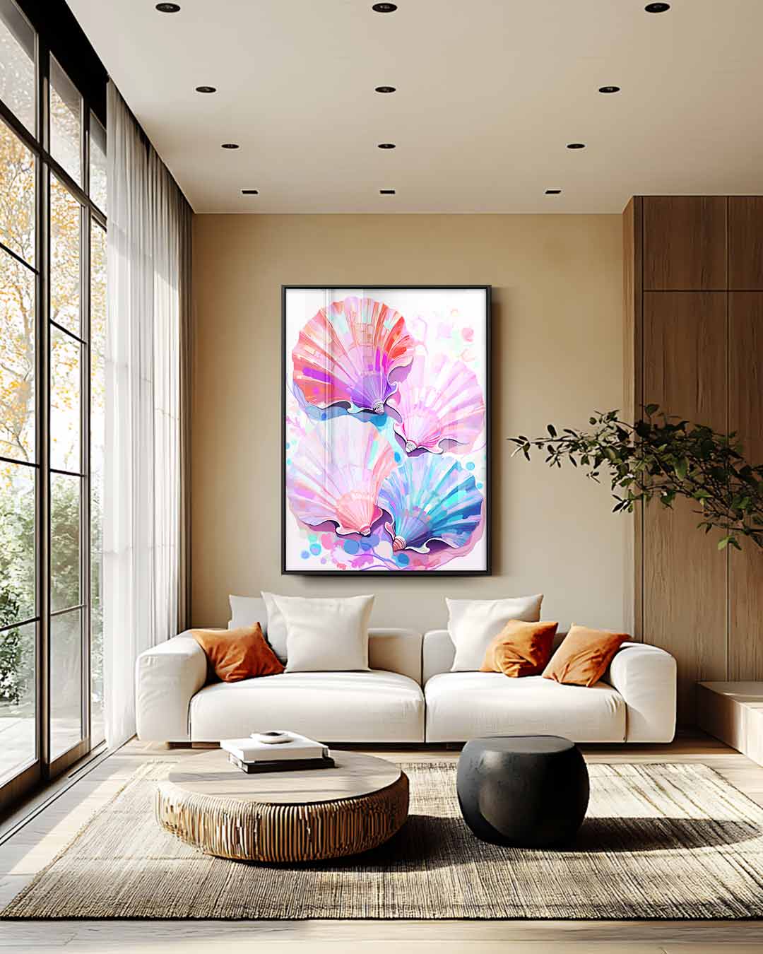 Kleurrijke Schelpenpracht – staand kunstwerk voor modern interieur