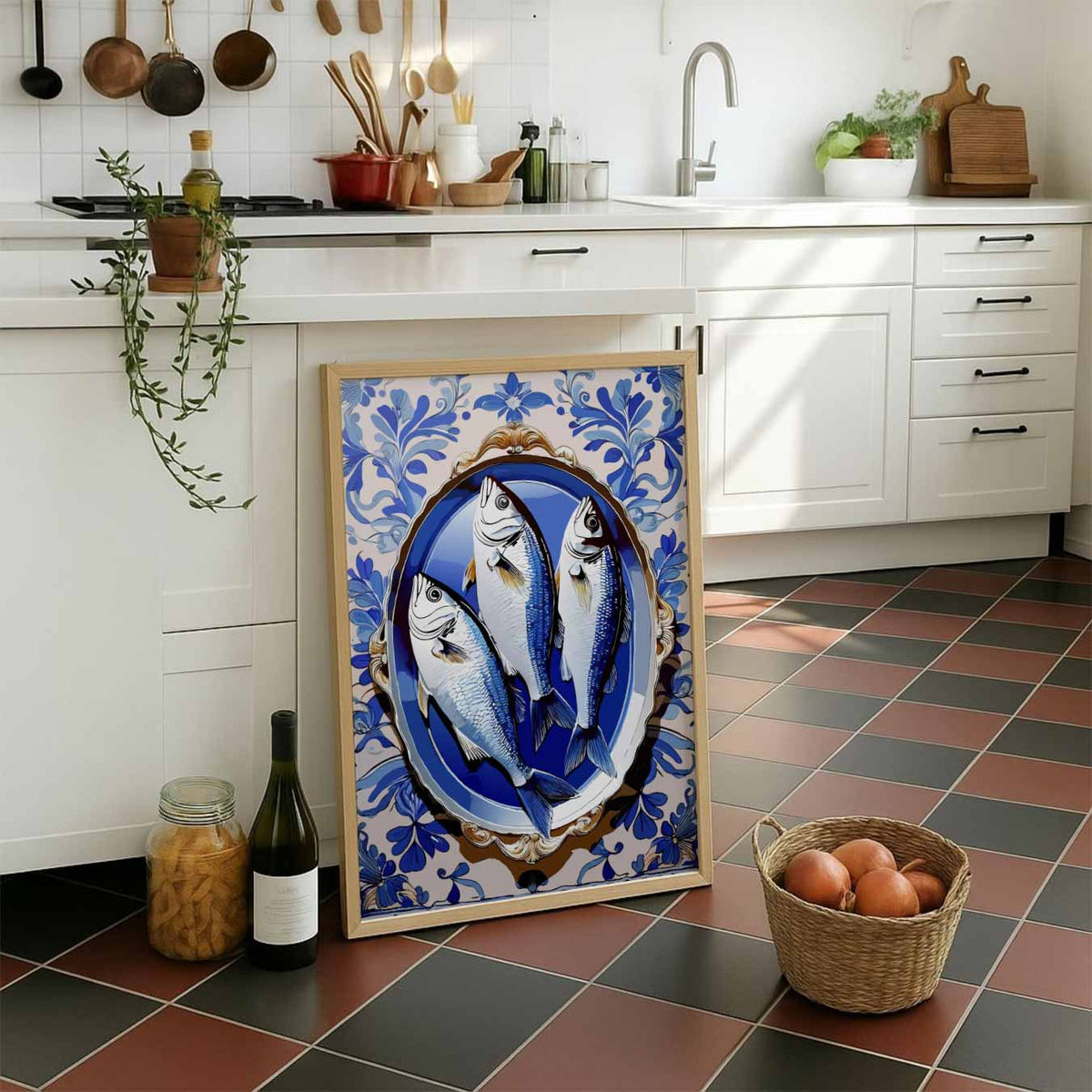 Klassieke Visservant – staande muurposter voor keuken of eethoek