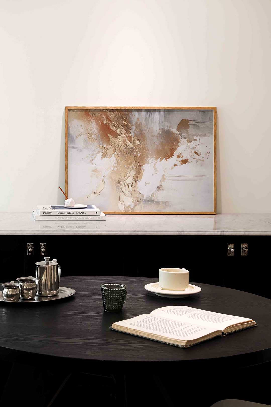 Abstracte beige en witte – abstracte poster in liggend formaat