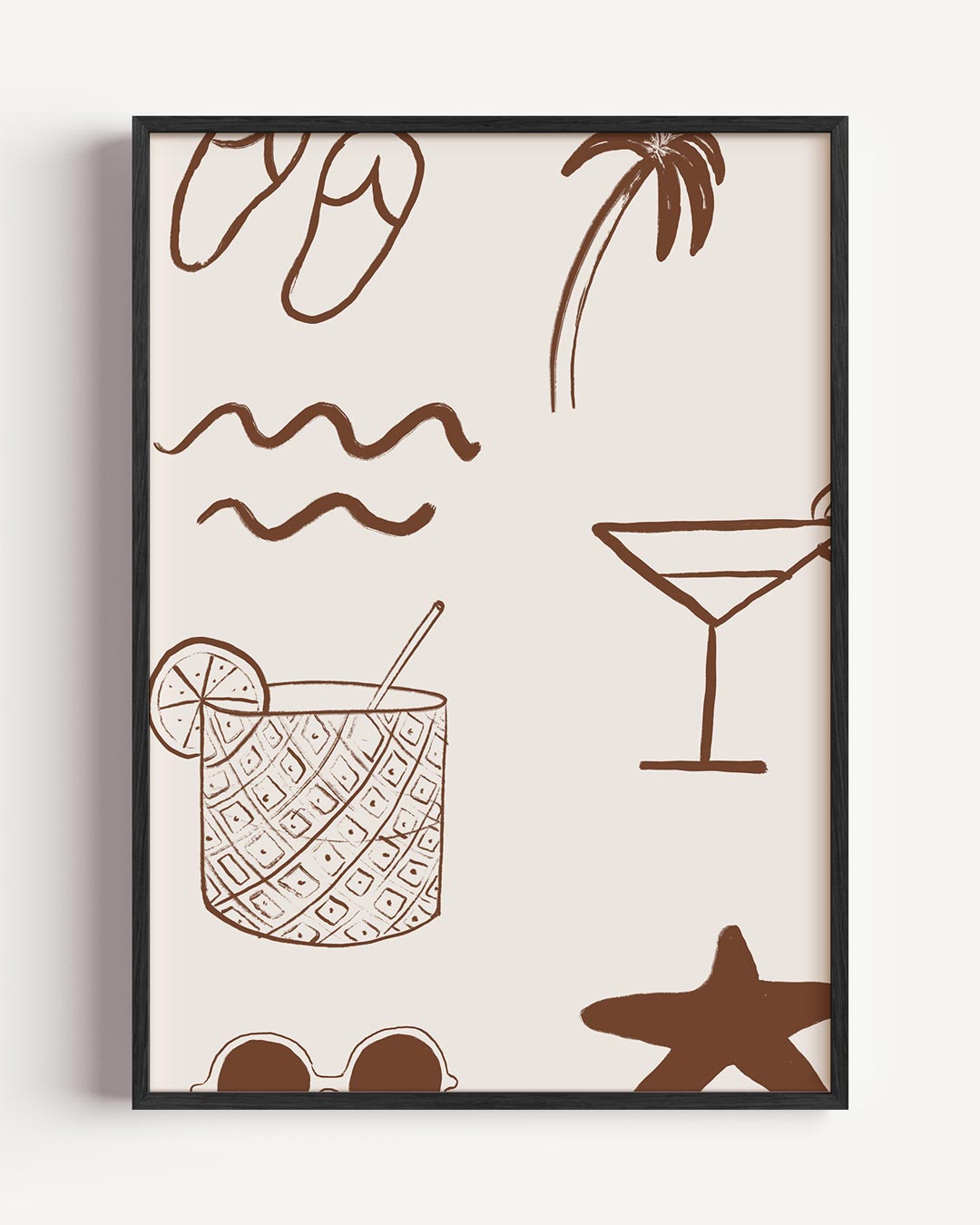 Tropical Vibes Illustratie – zomer portret poster als wanddecoratie