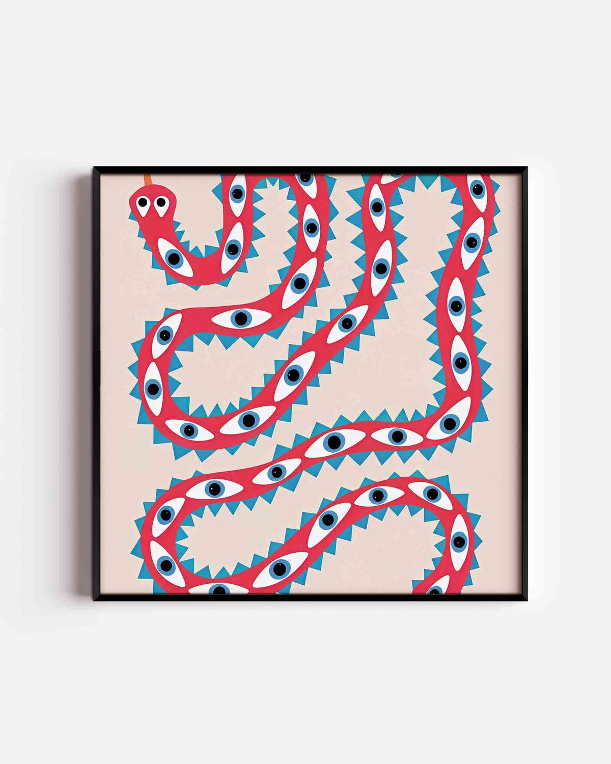 Kronkelende slang – Pop Art vierkante poster als wanddecoratie