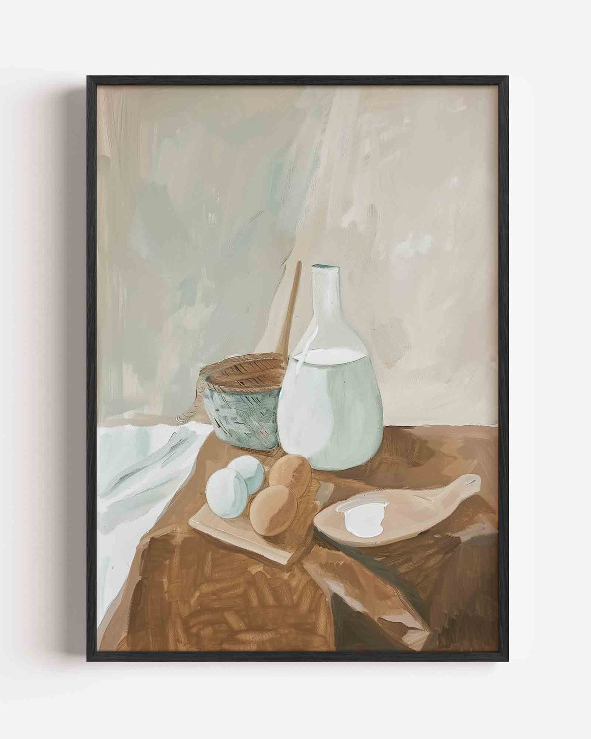 Stilleven met eieren en kruik – hedendaagse illustratie portret poster als wanddecoratie