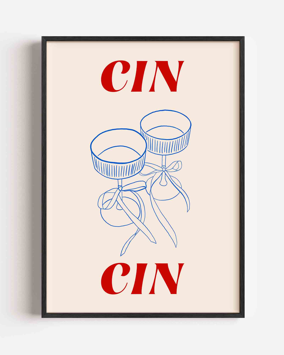 Twee glazen met linten – Slow Living portret poster als wanddecoratie