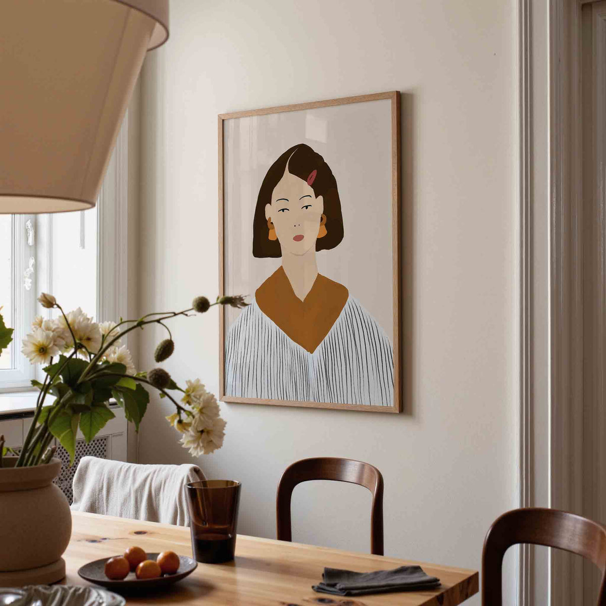 Vrouwelijk portret – eigentijdse illustratie poster in staand formaat