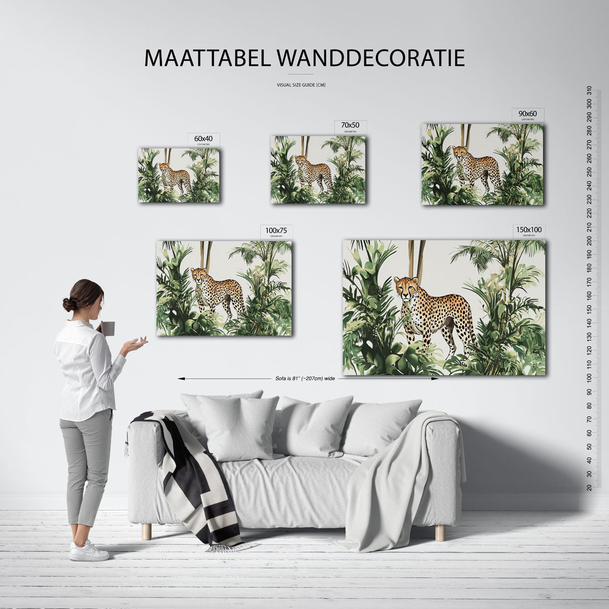 Luipaard in jungle – kunstwerk op canvas, dibond of plexiglas
