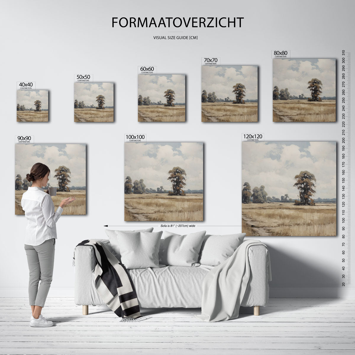 Landschap met bomen – vierkante muurposter met vintage uitstraling