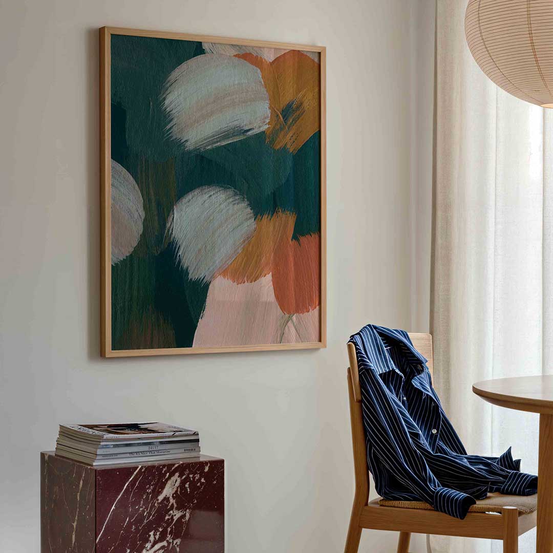 Abstracte penseelstreken – artistieke poster in staand formaat