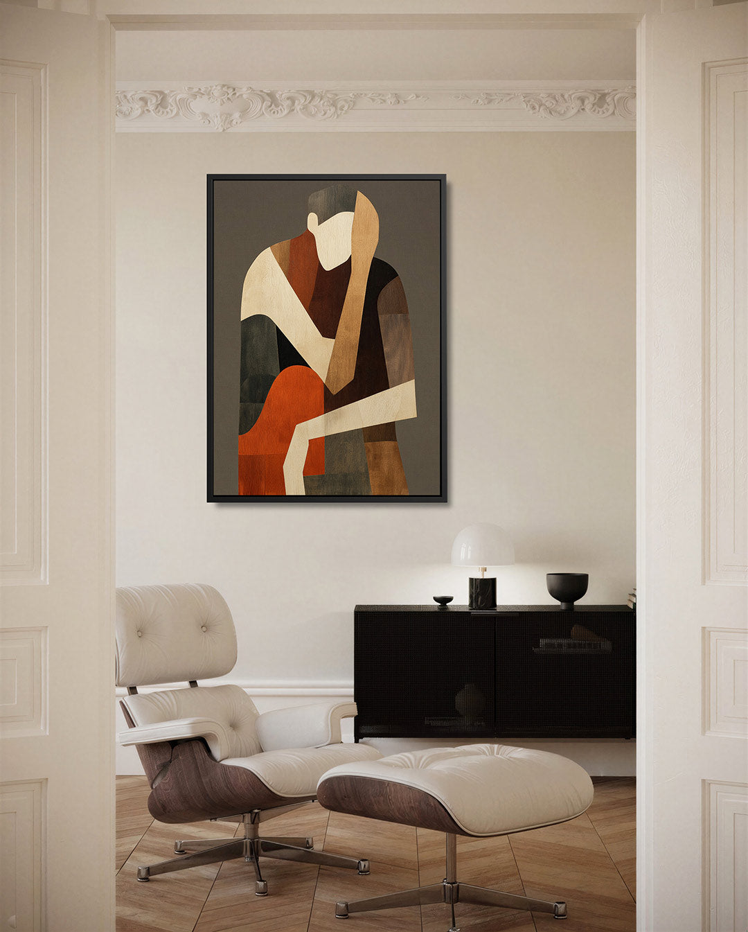 Geometrische figuren compositie – moderne staande wandkunst
