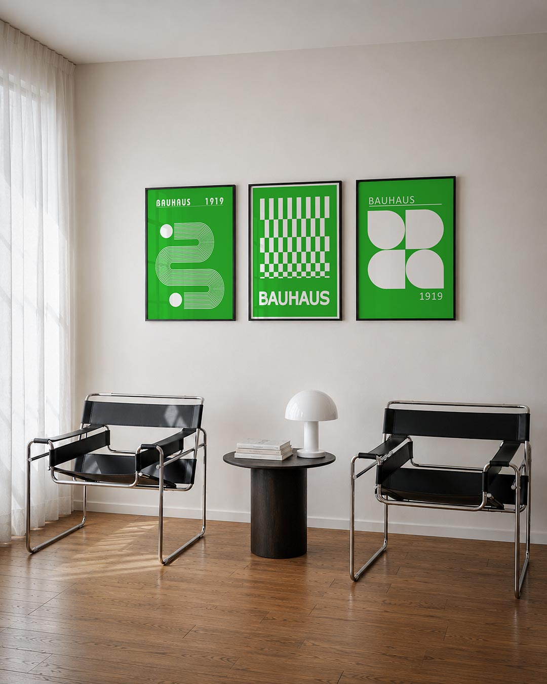 Lijnen en vlakken posterset – tweede productweergave – deze posterset in drie delen toont een levendig spel van witte lijnen