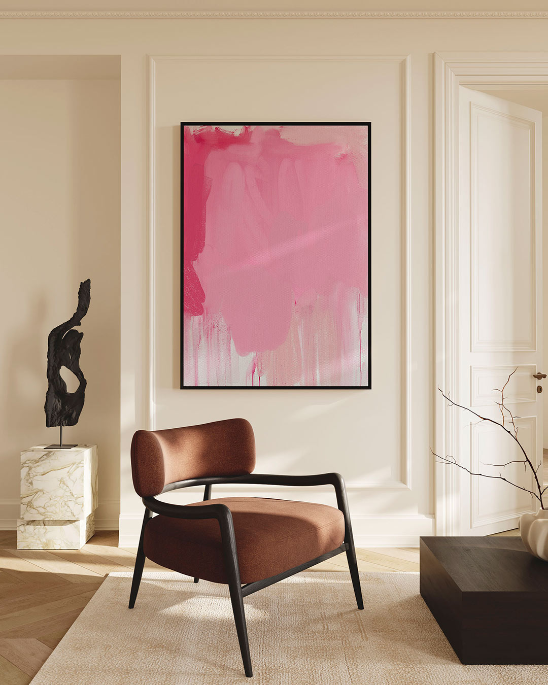 Roze vormen – staand wanddecoratie kunstwerk