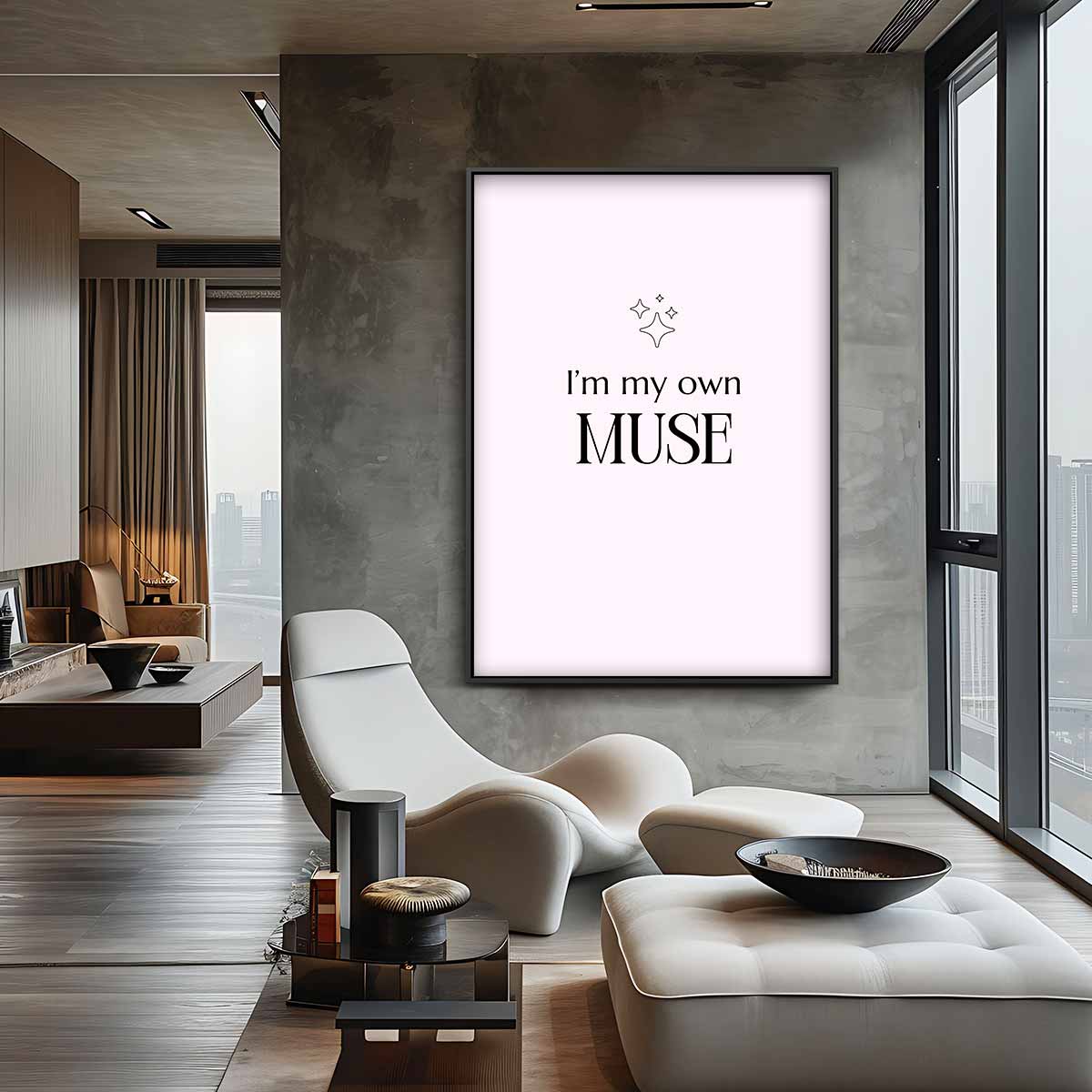 Inspirerende Muurtekst - "I'm My Own Muse – canvas wanddecoratie in portret formaat