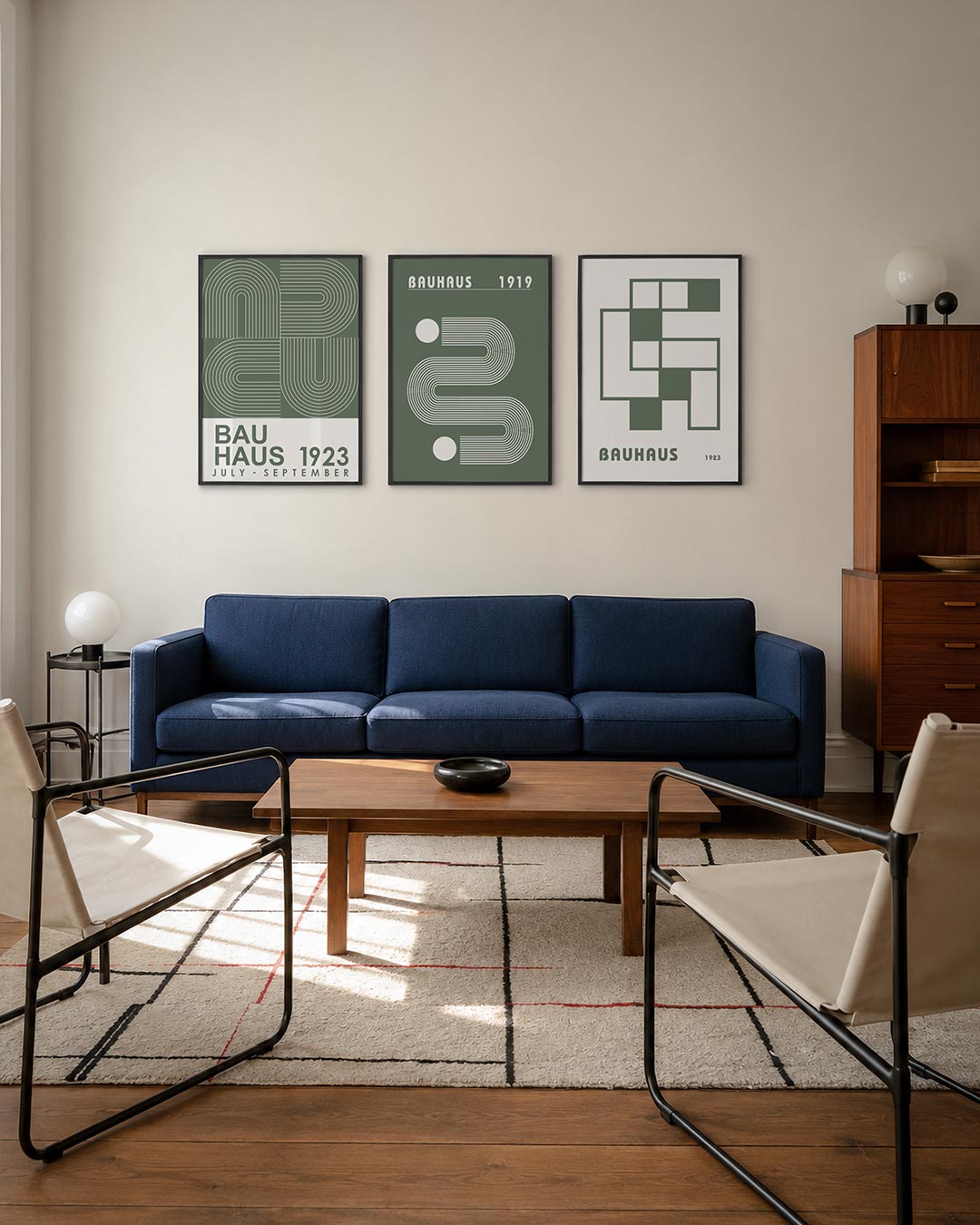 Lijnen en bochten posterset – derde productweergave – deze posterset in drie delen toont een spel van lijnen en bogen in een