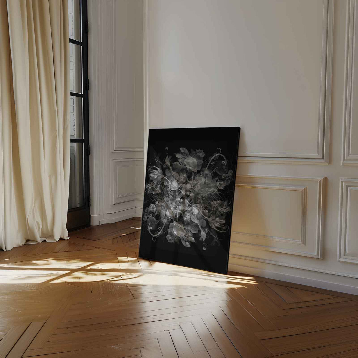 Mystieke Bloemenfantasie – dibond kunstwerk als wanddecoratie