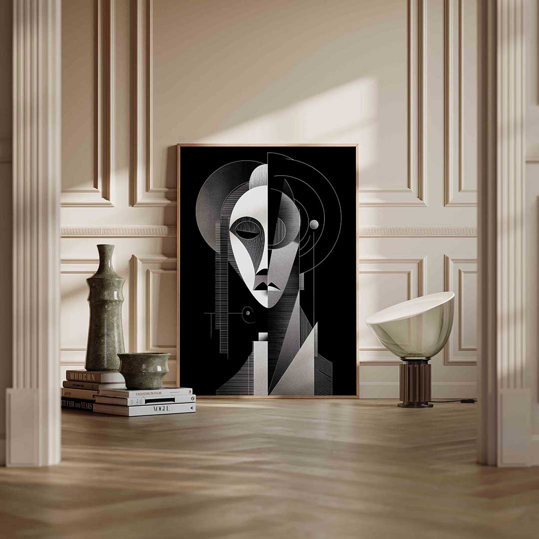 Abstracte gezichtsfiguur – staande abstracte wanddecoratie van WallArtistic