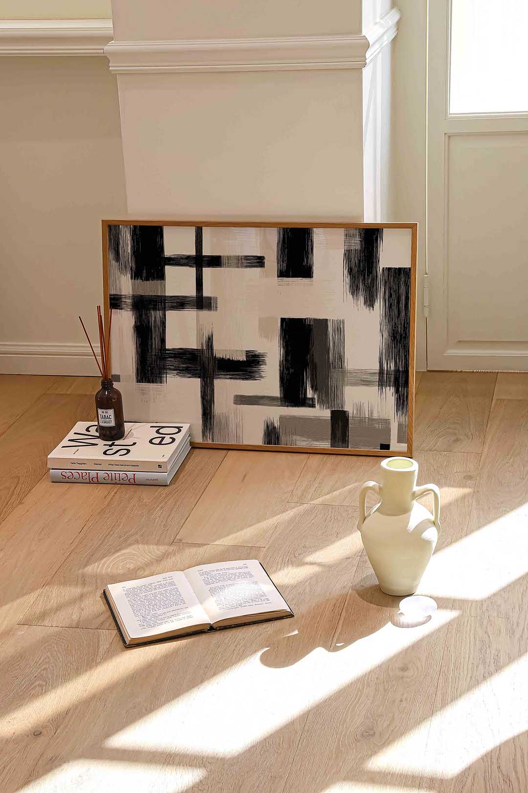 Abstracte lijnen – liggende abstracte wanddecoratie van WallArtistic