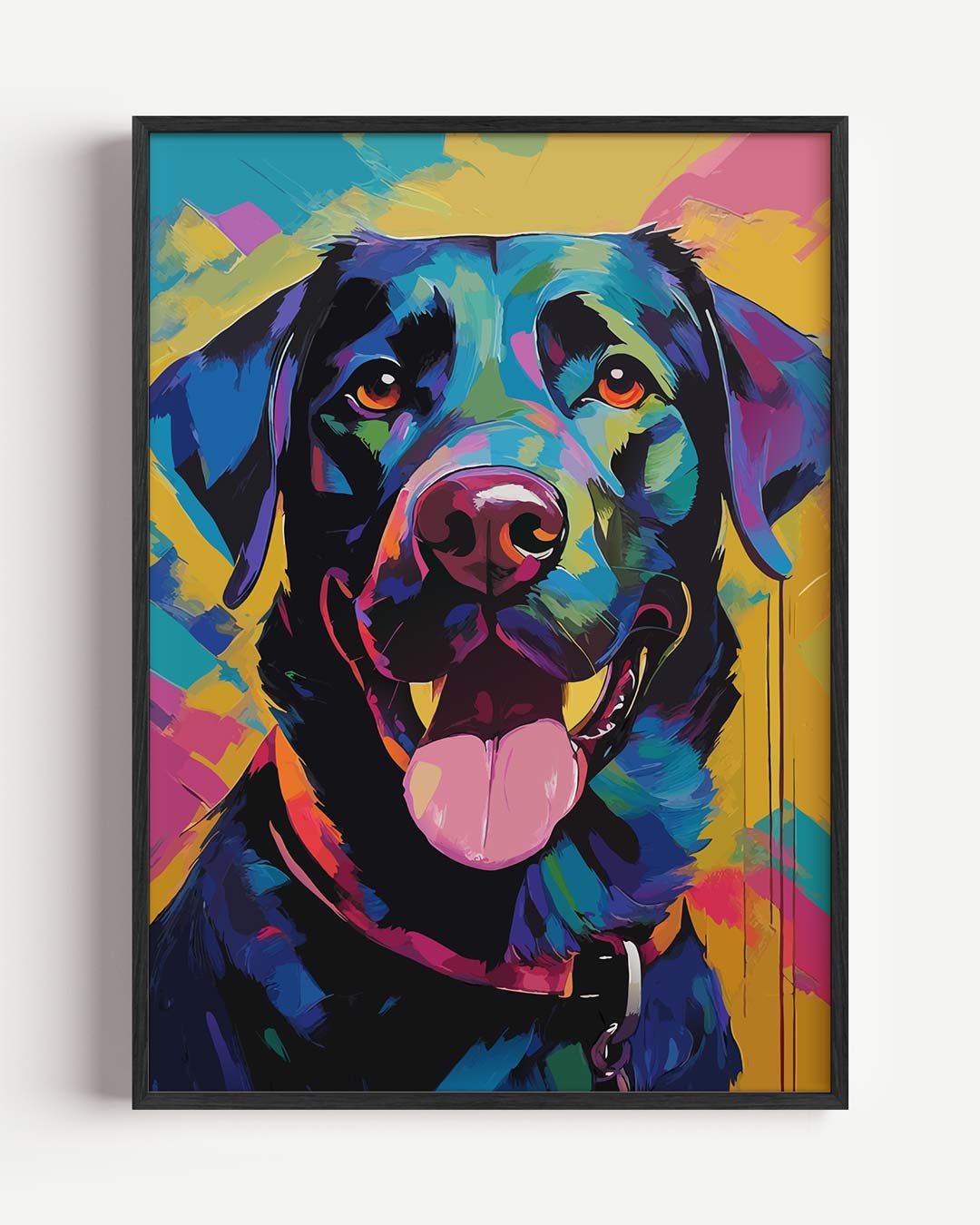 Kleurrijke Hond Vrolijkheid – dieren portret poster als wanddecoratie