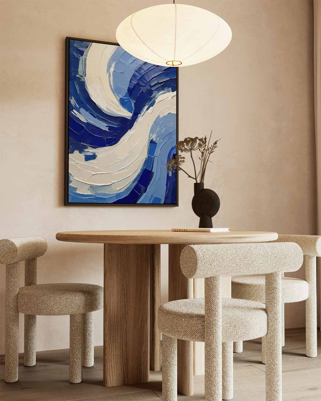 Golf van Blauwe Energie – kunstwerk met zwarte baklijst