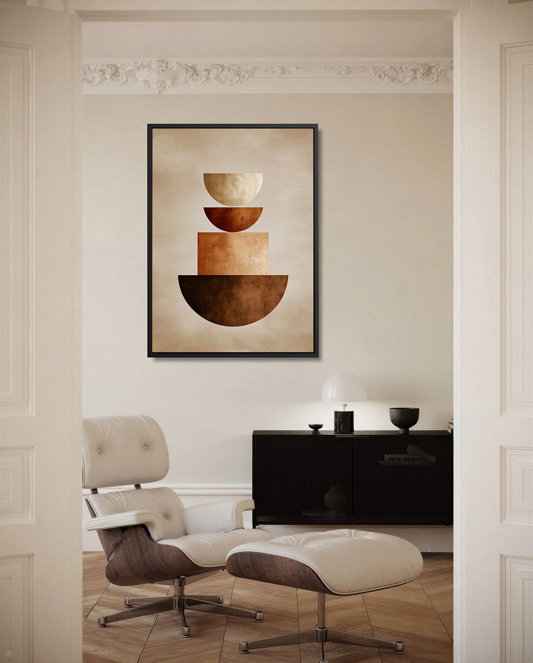 Geometrische vormen compositie – moderne staande wandkunst