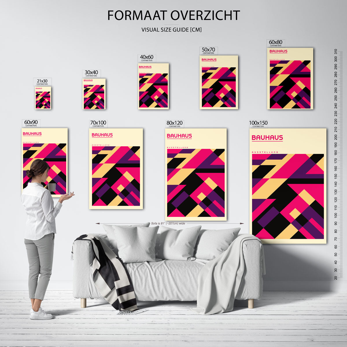 Vorm en kleur – geometrische poster in Bauhaus-stijl van WallArtistic