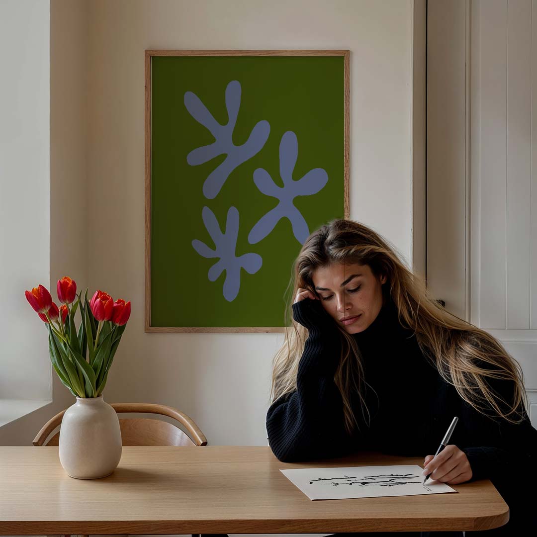 Botanische Kunstprint – staande muurposter met kleurrijke abstracte vormen