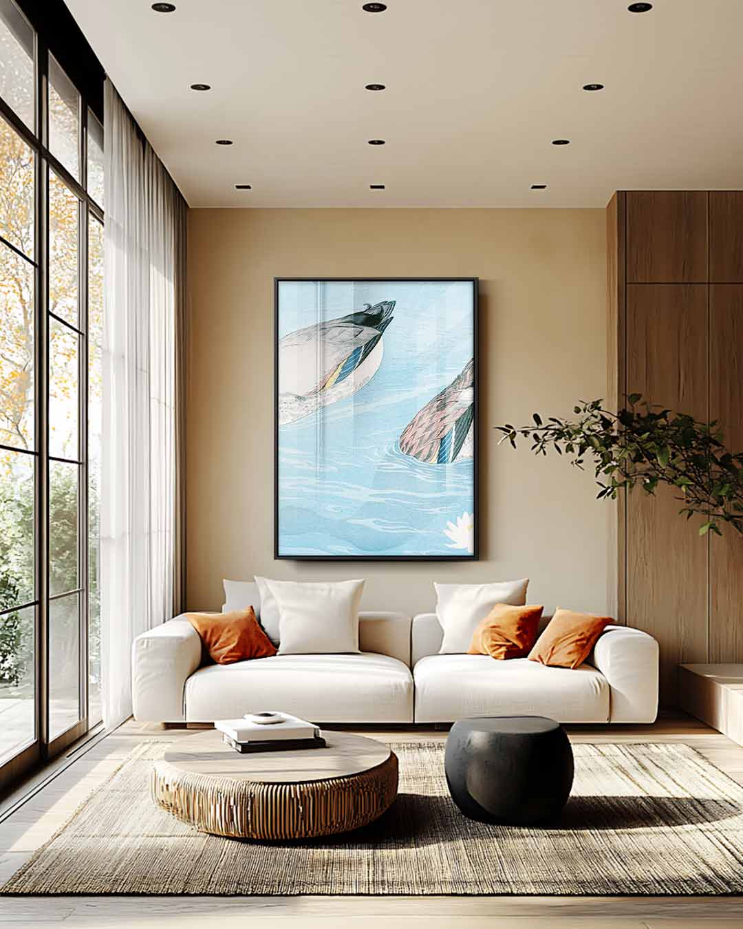 Eenden in de Vijver – canvas wanddecoratie in portret formaat