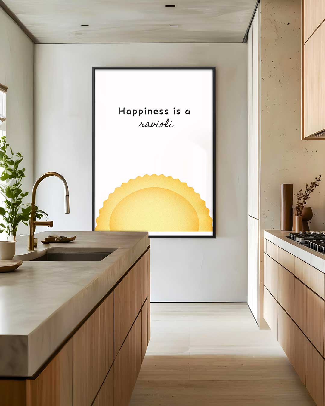 Geluk in Ravioli – staand kunstwerk voor modern interieur