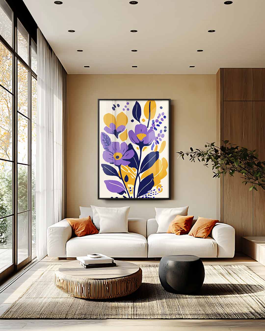 Kleurrijke Bloemenpracht – kunstwerk met zwarte baklijst