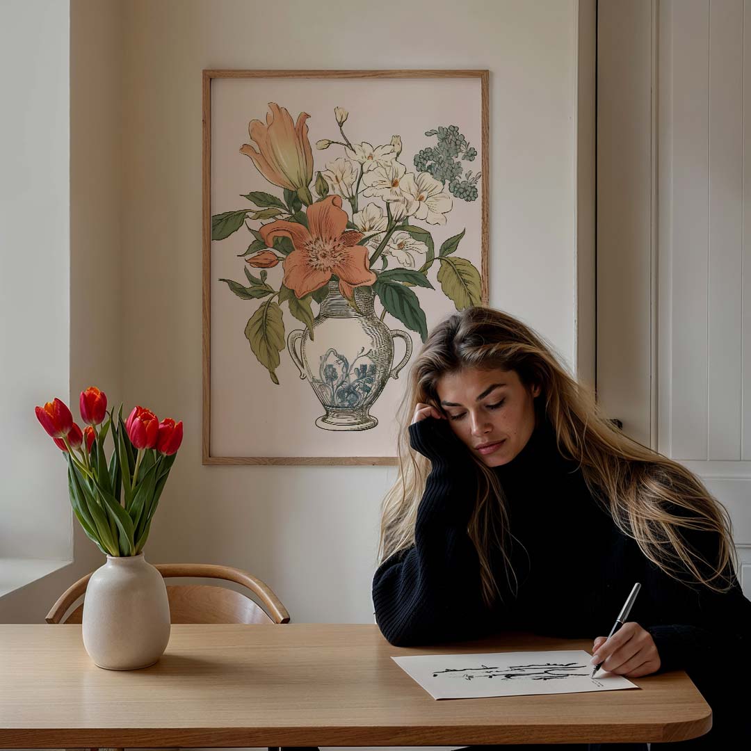 Bloemenpracht – staande muurposter met abstracte vormen