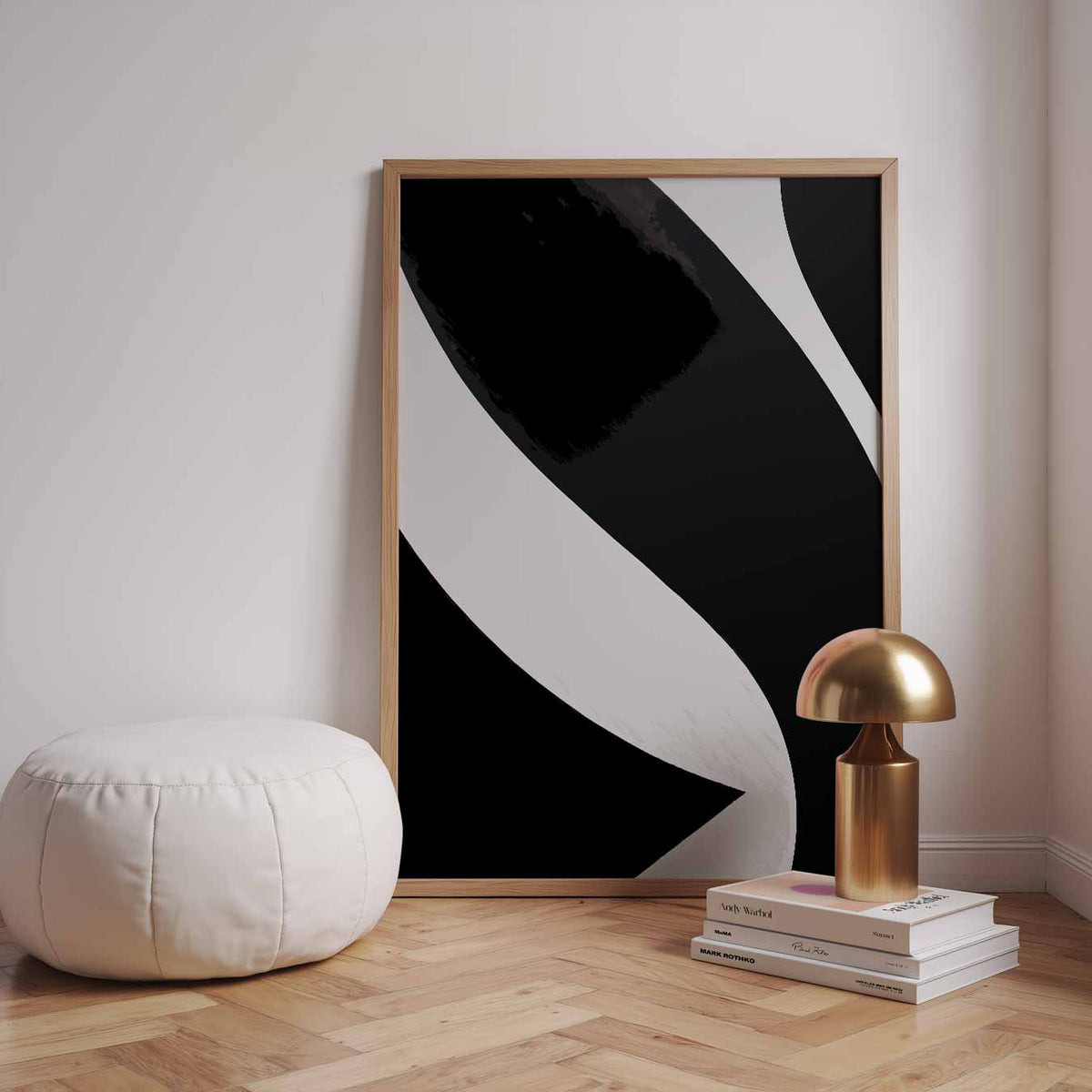 Moderne Monochrome Abstracte – staande kleurrijke abstracte wanddecoratie van WallArtistic