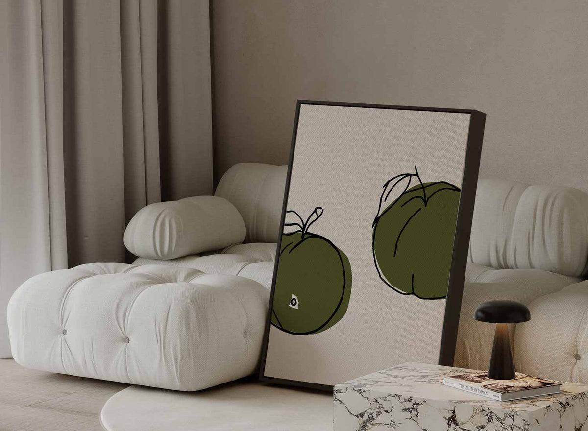Twee Groene Vruchten Kunstafdruk – plexiglas wanddecoratie in portret formaat