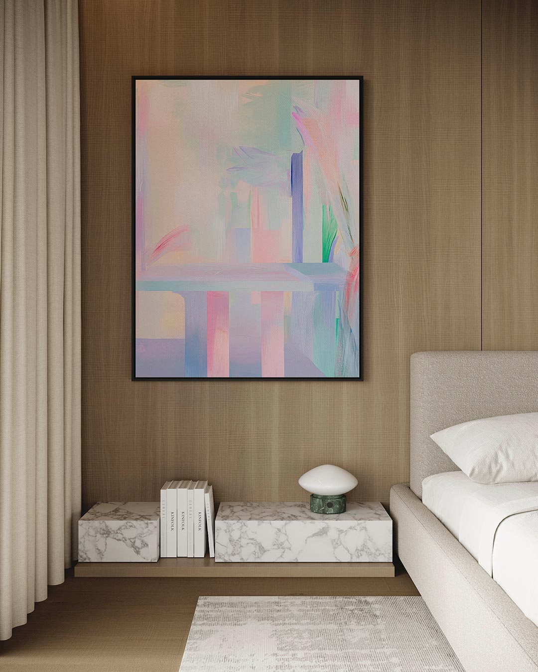 Zachte kleurencompositie – Lijnen – kunstwerk op canvas, dibond of plexiglas