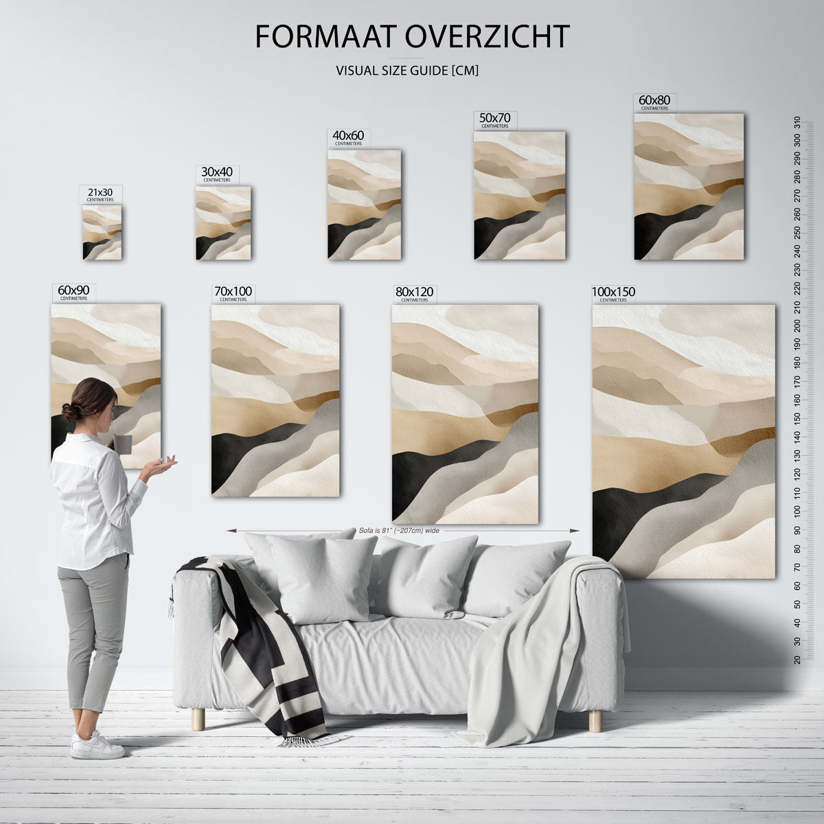 Golvende vormen – staande muurposter met abstracte vormen