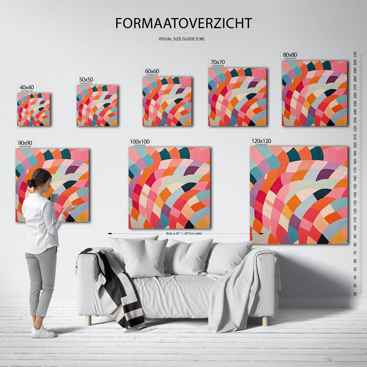 Gekleurde bogen – vierkante muurposter met kleurrijke vormen