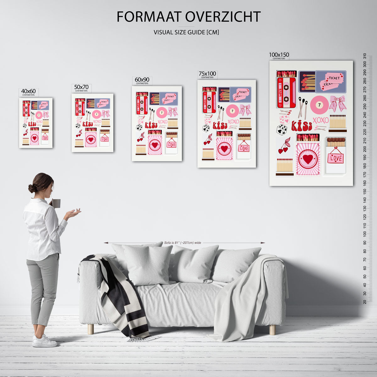 Speelse elementen – staand wanddecoratie kunstwerk