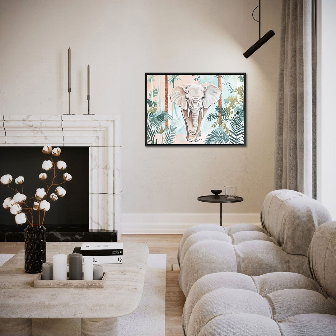 Olifant in jungle – liggende wanddecoratie