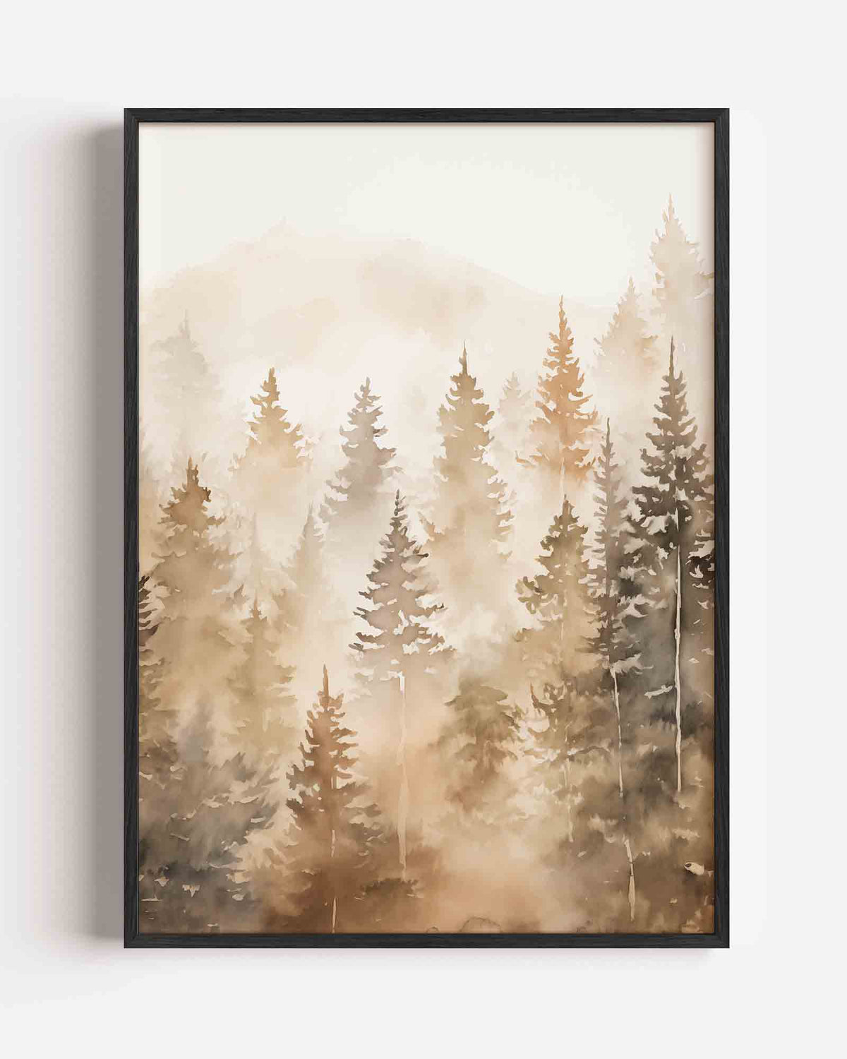 Mistige dennenbos – natuur portret poster als wanddecoratie