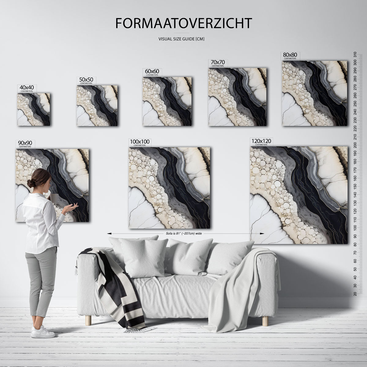 Abstracte vormen – vierkante muurposter met zachte abstracte vormen