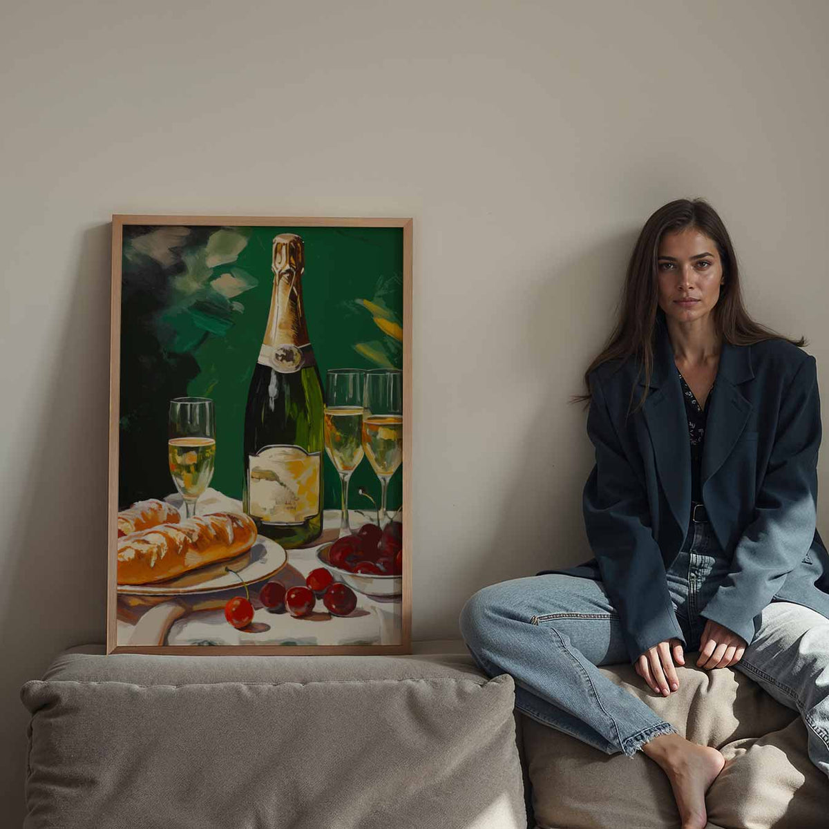 Luxe Champagne Brunch – staande keuken wanddecoratie van WallArtistic