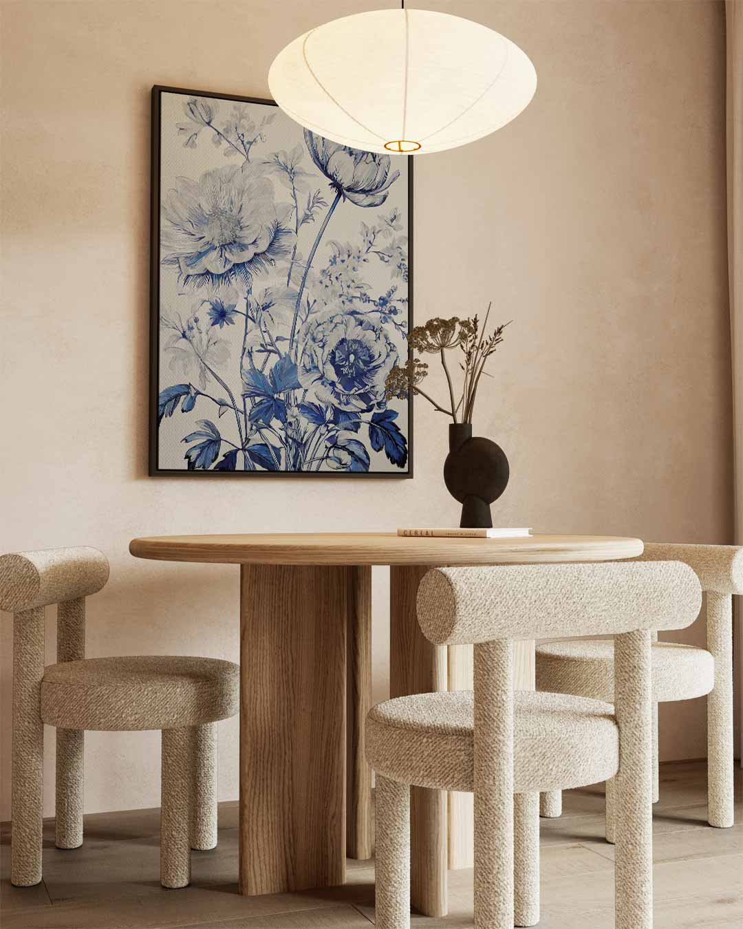 Blauwe Bloemenpracht – staande wandkunst voor woonkamer of interieur