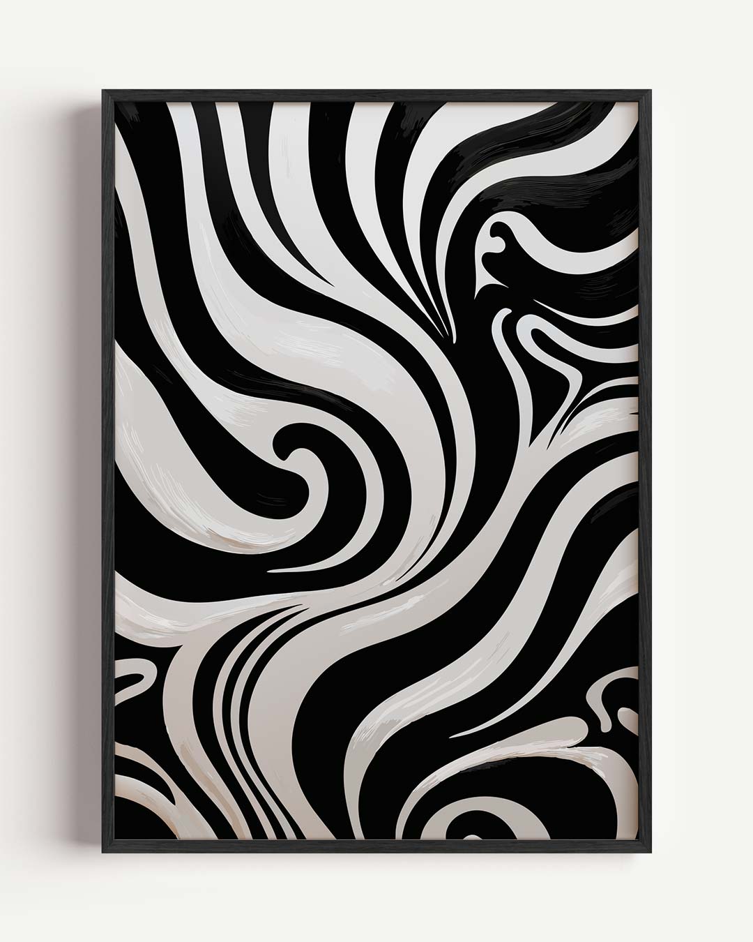 Zwart-Wit Golvend Design – kleurrijke abstracte portret poster als wanddecoratie