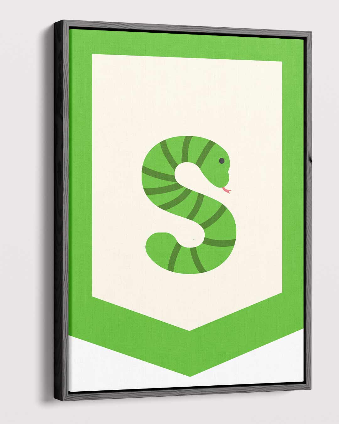 Groene Slangenkunst – plexiglas wanddecoratie in portret formaat
