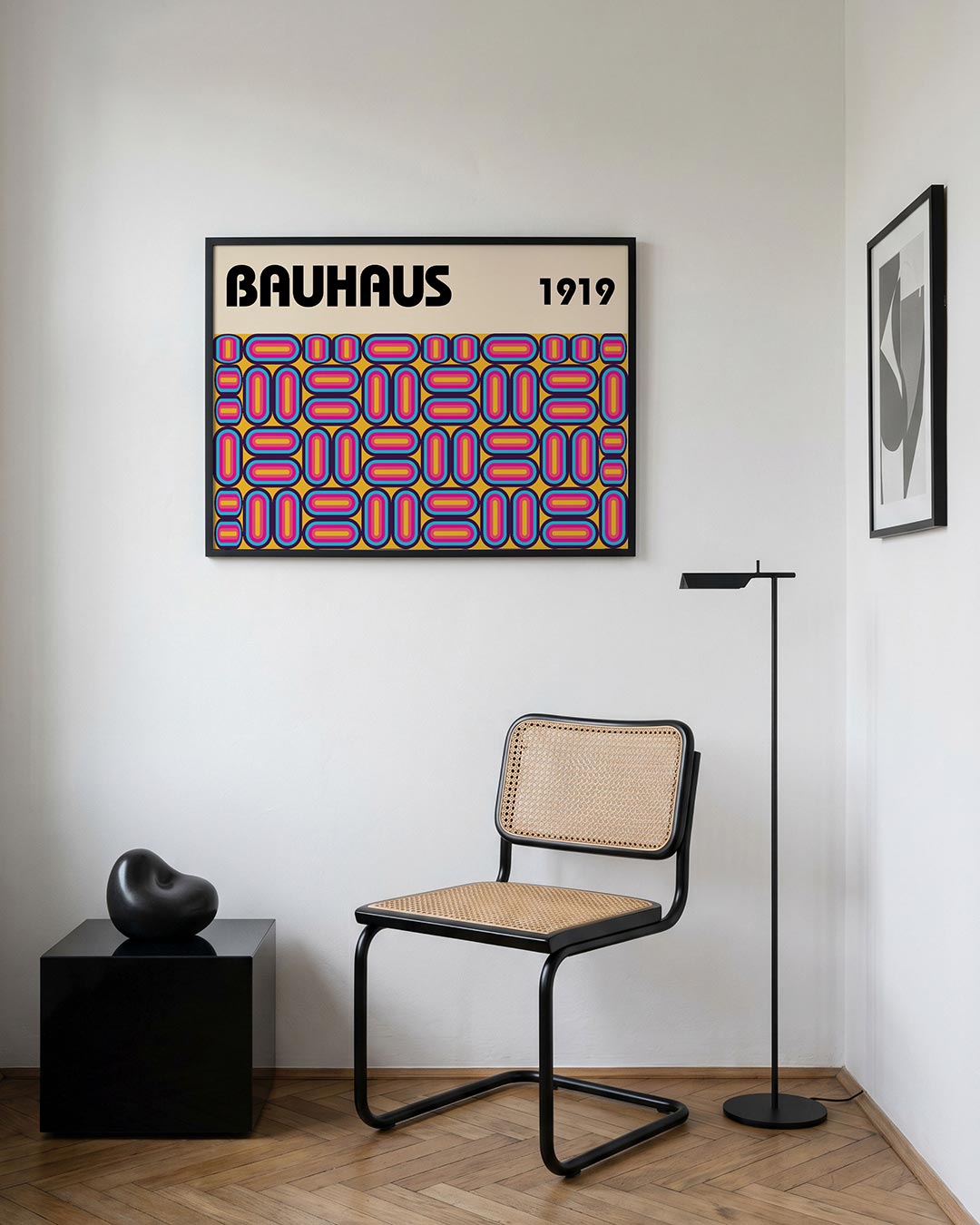 Vormritme en kleur – geometrische Bauhaus poster in liggend formaat