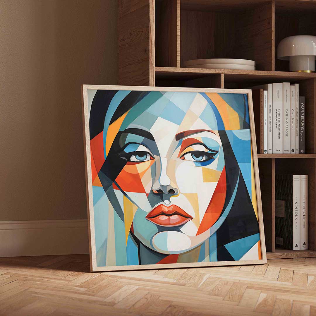 Geometrisch gezicht – vierkante portret wanddecoratie van WallArtistic