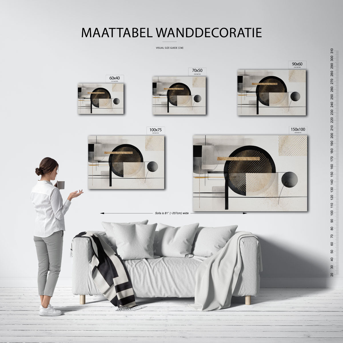 Geometrische lijnen – Liggende wanddecoratie – moderne liggende wandkunst