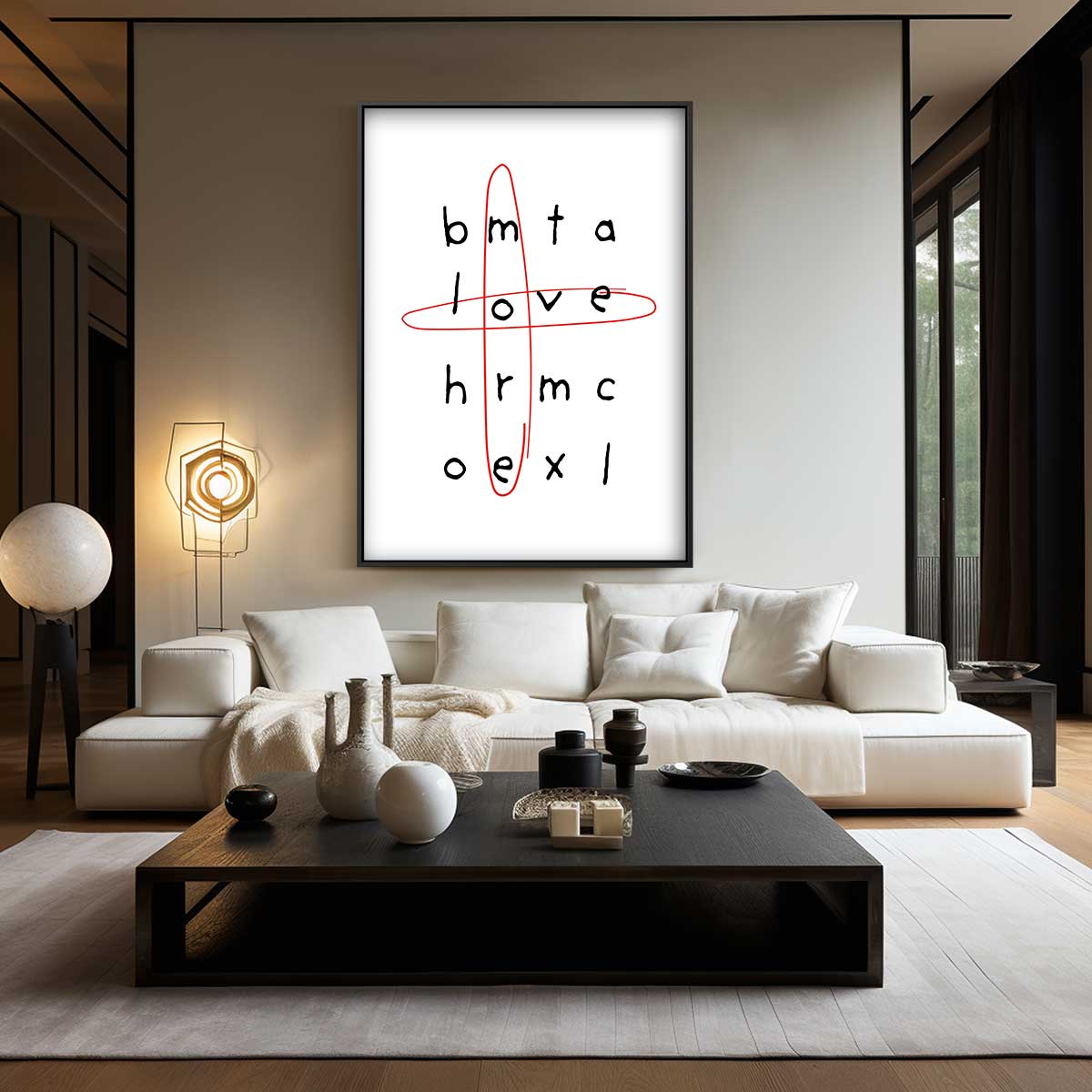 Woordenzoeker Liefde – modern portret kunstwerk van WallArtistic